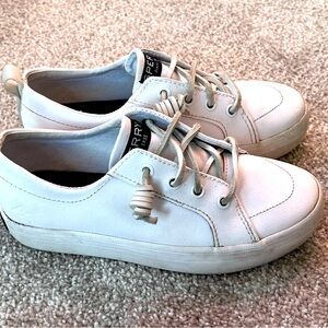 Girls white Leather Sperry’s